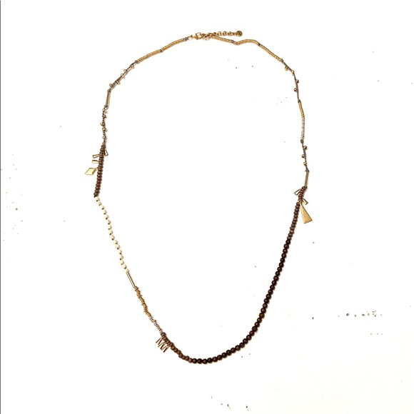 Stella & Dot REINA Necklace Wood Gold Boho - Picture 6 of 6